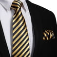thumbnail image 2 of Mens Ties Stripe Tie and Pocket Square Set Classic Formal Neckties Handkerchief Cufflinks Wedding, 2 of 9