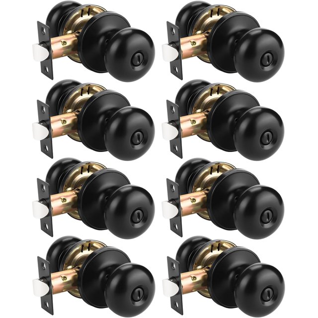 Matte Door Knob Passage Function Passage Door Knob for Hall and Closet Door Lockset NonLocking Round Ball Doorknob Colonial Style Door Handle Knob Left and Right Open