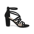 thumbnail image 3 of BLISSFUL STEP Women's Open Toe Strappy Strap Back Zip Chunky Heel Sandals Black 6, 3 of 8