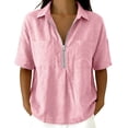 thumbnail image 4 of Enjoytime Women Tops V Neck Collared Half Zip Up Short Sleeve Shirts Summer Casual Work Blouses, 4 of 7