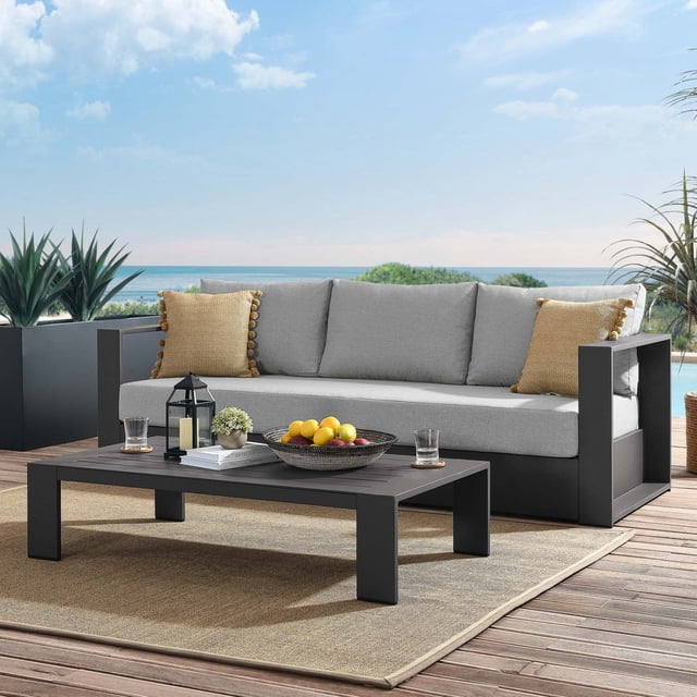 Modway Tahoe Ensemble de Patio Extérieur en Aluminium Thermolaqué de 2 Pcs en Gris Gris