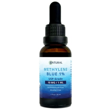 Zatural Methylene Blue Solution 1% USP, 10mg/mL, 30mL Glass Bottle, Alcohol-Free