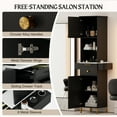 thumbnail image 6 of TTGIEET Salon Stations for Hair Stylist, Barber Station w/Glass Shelf, Spa Equipment w/6 Hair Dryer Holders, 2 Storage Cabinet & Drawers(Black), 6 of 8