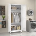 thumbnail image 5 of SteeLoong 71"H Modern Metal Armoire Wardrobe Closet with 2 Doors,Adults Homes Wardrobe Cabinet with Adjustable Shelves and Hanging Rod,White, 5 of 14