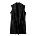 thumbnail image 4 of DHFJKG Womens Mediun Length Fuzzy Vest Cardigan Sleeveless Open Front Fluffly Shaggy Vest Jacket Long Coat Solid Color With Pockets Versatile Outerwear, 4 of 5
