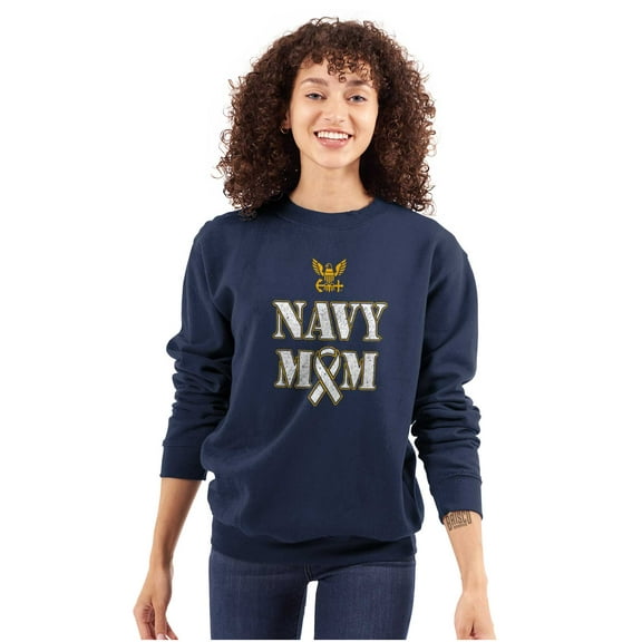 US Navy Mom Military Support Ribbon Women Plus Size Sweatshirt Brisco Brands 2X