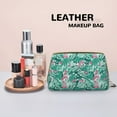 thumbnail image 4 of palm leaves Makeup Bag, Large Capacity Travel Cosmetic Bag for Women Girls- Travel Toiletry Bag Leather Portable Waterproof Makeup Case Organizer with Handle, 4 of 4