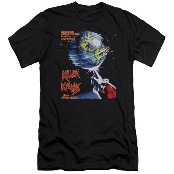 Killer Klowns From Outer Space Invaders Premium Adult Slim Fit 30/1 T-Shirt Black