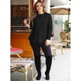 thumbnail image 3 of Waffle Knit Shirts for Women Black L, 3 of 8