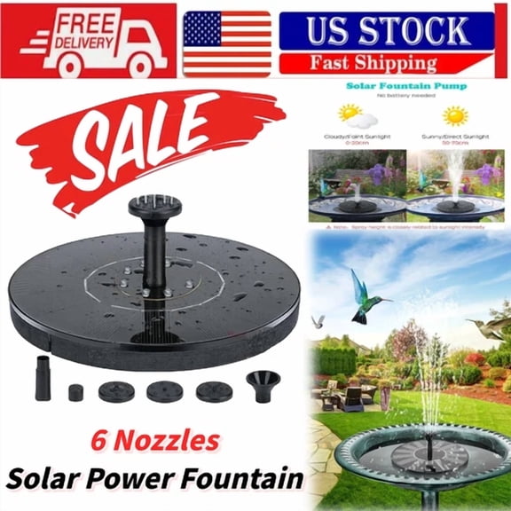 PURELY- Solar Power Fountain Submersible Floating Water Pump Pond Garden Decor Us Stock