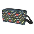 thumbnail image 2 of XMXT Large Capacity Makeup Bag, Ethnic Design Textured Print Storage Bags Travel Toiletry Cosmetic Bag for Women Men, 2 of 9
