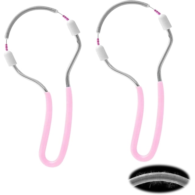 Épilateur Facial pour Femmes, Portable en Acier Inoxydable à Ressort, pour Visage, Poils du Menton, Poils des Lèvres Supérieures (2 Rose)