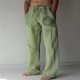 thumbnail image 1 of Pantalones informales de verano para hombre, ropa de diario, pantalones de lino suave de longitud completa, pantalones de cintura media con bolsillo y cordón, parte inferior de ropa de calle, 1 of 4