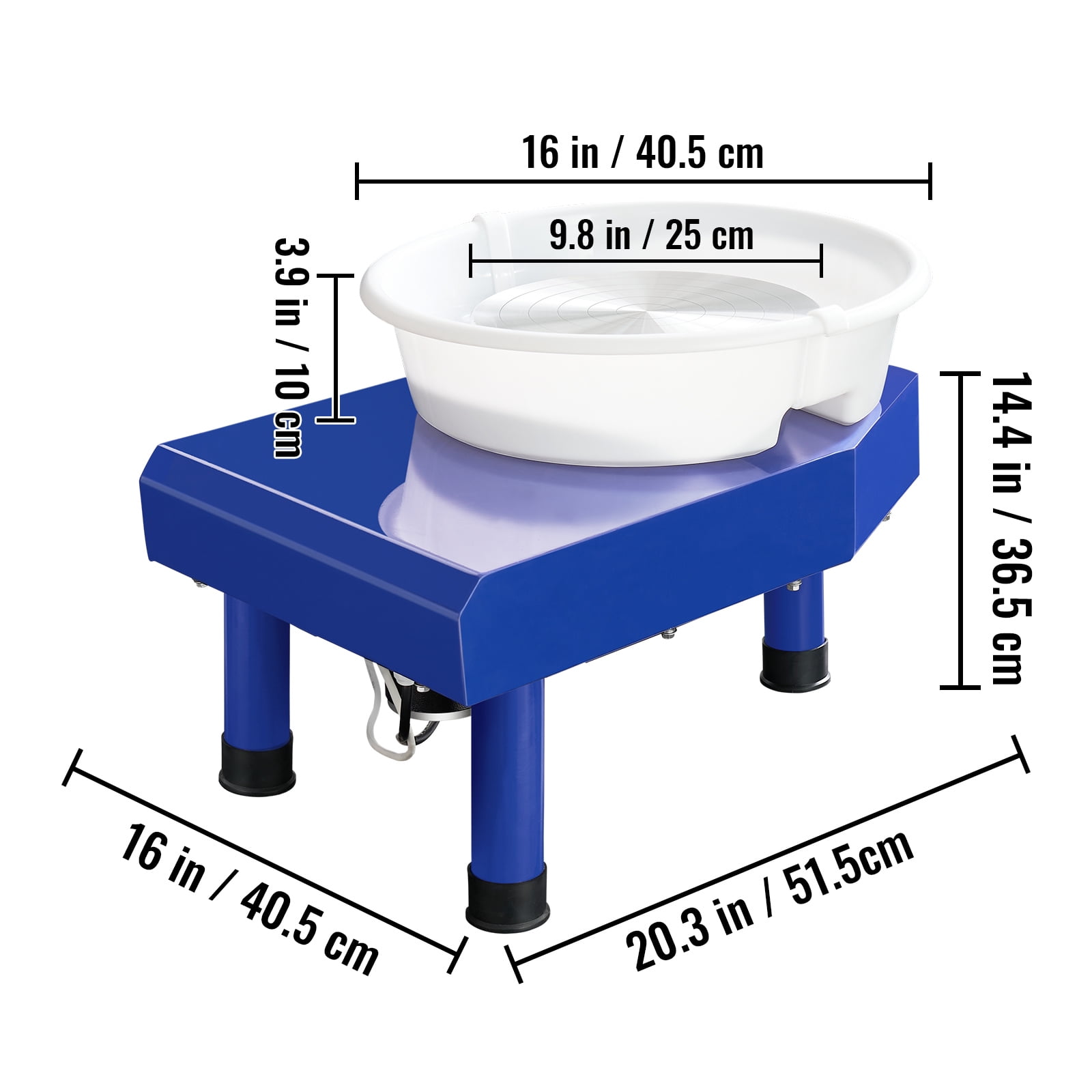 KFFKFF Pottery Wheel 9.8in Ceramic Wheel Foot Pedal Sculpting Tools Apron 350W