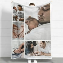 Custom Flannel Blanket for Adult Kid, Personalized Photos Throw Blanket Single Sided Printing, Perfect Home Decor Gift Birthday Valentines Christmas (8 Photos, 80x120CM)