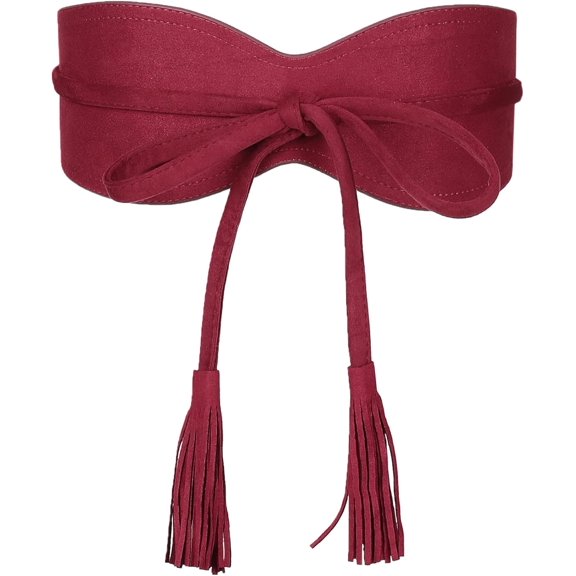 YooGuoGuo Womens Faux Suede Tassel Belt, Vintage Bow Tie Corset Cinch Obi Belts Waistband for Dress