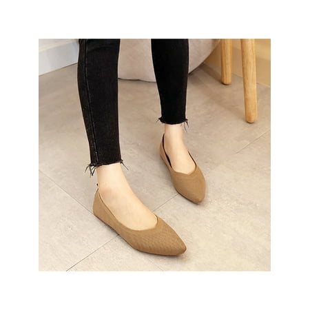 

Woobling Women s Ballet Flats Slip On Comfort Knit Pointed Toe Flats Shoes for Women Loafers