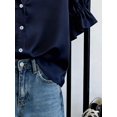thumbnail image 4 of Women's Button Front Shirt with Collar and Ruffle Sleeves Short Sleeve Top for Summer Office Daily Wear, 4 of 4