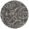thumbnail image 3 of SAFAVIEH Florida Doug Floral Vines Geometric Shag Area Rug, Grey, 6'7" x 6'7" Round - Transitional Modern Design, Grey, Non-Shedding & Easy Cleaning, Ultra Plush Thick Pile, Ideal for Living Room, Be, 3 of 12