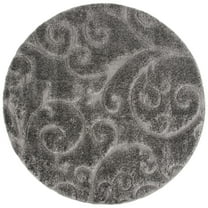 SAFAVIEH Florida Doug Floral Vines Shag Area Rug, Grey, 9' x 9' Round