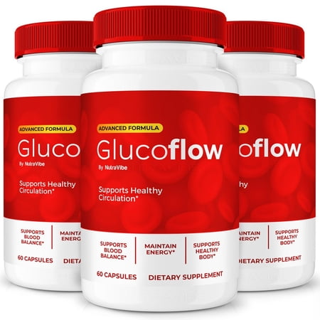 (3 Pack) GlucoFlow – Original Formula with a Clean Blend to Support Healthy Circulation, Natural Energy & Balanced Levels | Just 2 Easy-to-Swallow Pills Daily (180 Capsules)
