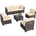 thumbnail image 4 of STARY 7 Pieces Outdoor Conversation Set, Patio Sectional PE Rattan Furniture Set for Backyard, Cream, 4 of 9