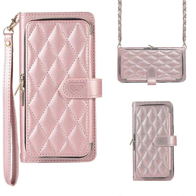 Wallet Case for iPhone 15 Pro Max/15 Ultra, Card Holder Case with Crossbody Strap Leather Handbag Case for Women Protective Case