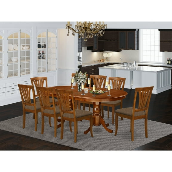 Tuscan Dining Set - 9 Piece Oval Table & Chairs - Saddle Brown - HomeStock