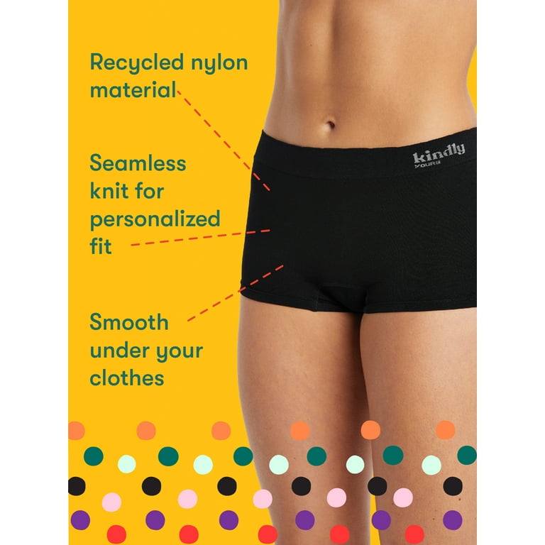 Kindly Yours Women's Seamless Boyshort Underwear 3-Pack, Sizes XS to XXXL