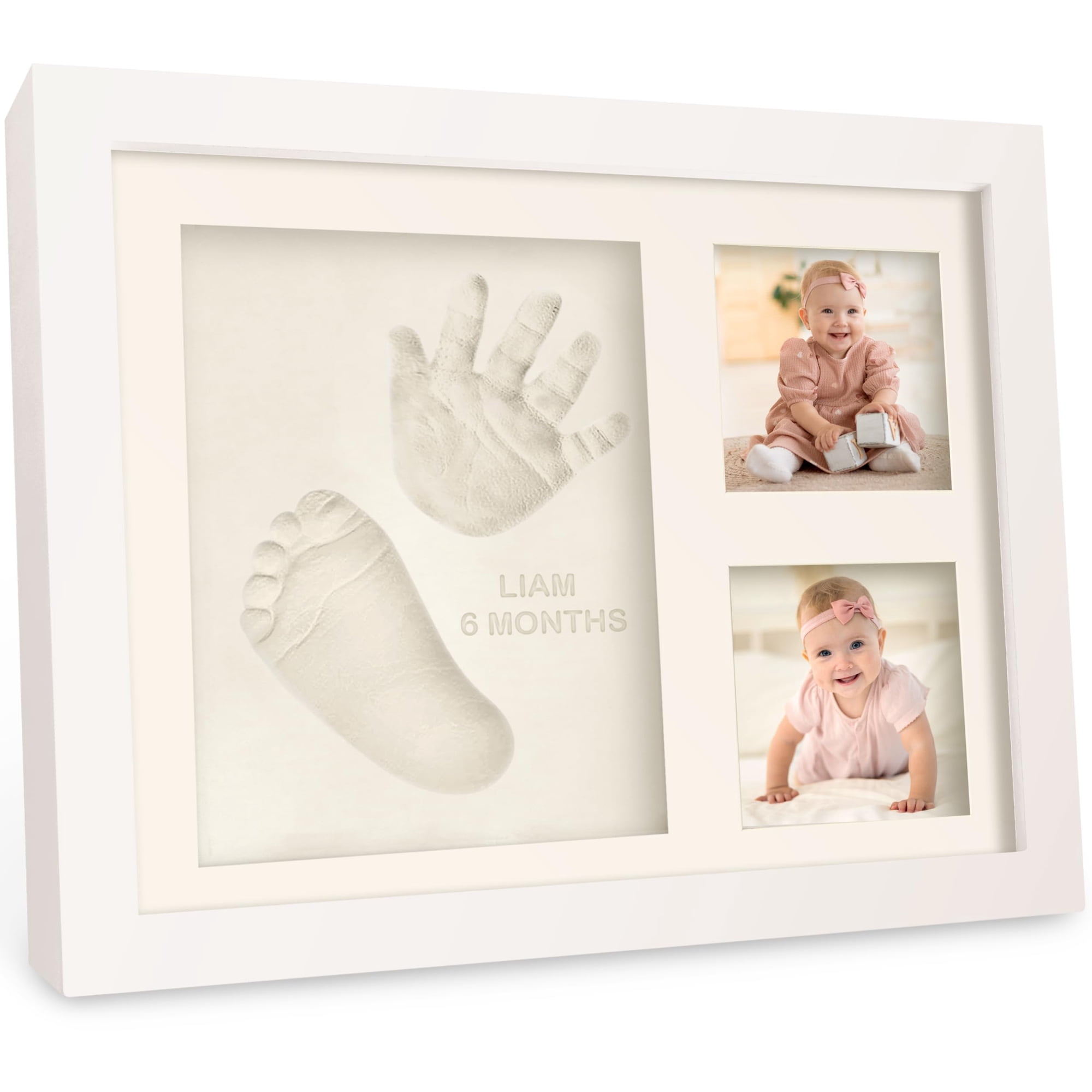 Baby Hand and Footprint Kit - Quick Dry Clay Baby Footprint Kit, Pets Paw, Newborn Keepsake Picture Frame for Boys, Girls, Personalized New Mom Gifts for Shower & Registry,(Alpine White)