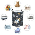 thumbnail image 4 of Sikiie Space Cars Print Round Dirty Clothes Basket, Waterproof Standing Foldable Storage Basket, for Laundry Room, Bedroom, Bathroom Storage-Medium, 4 of 6