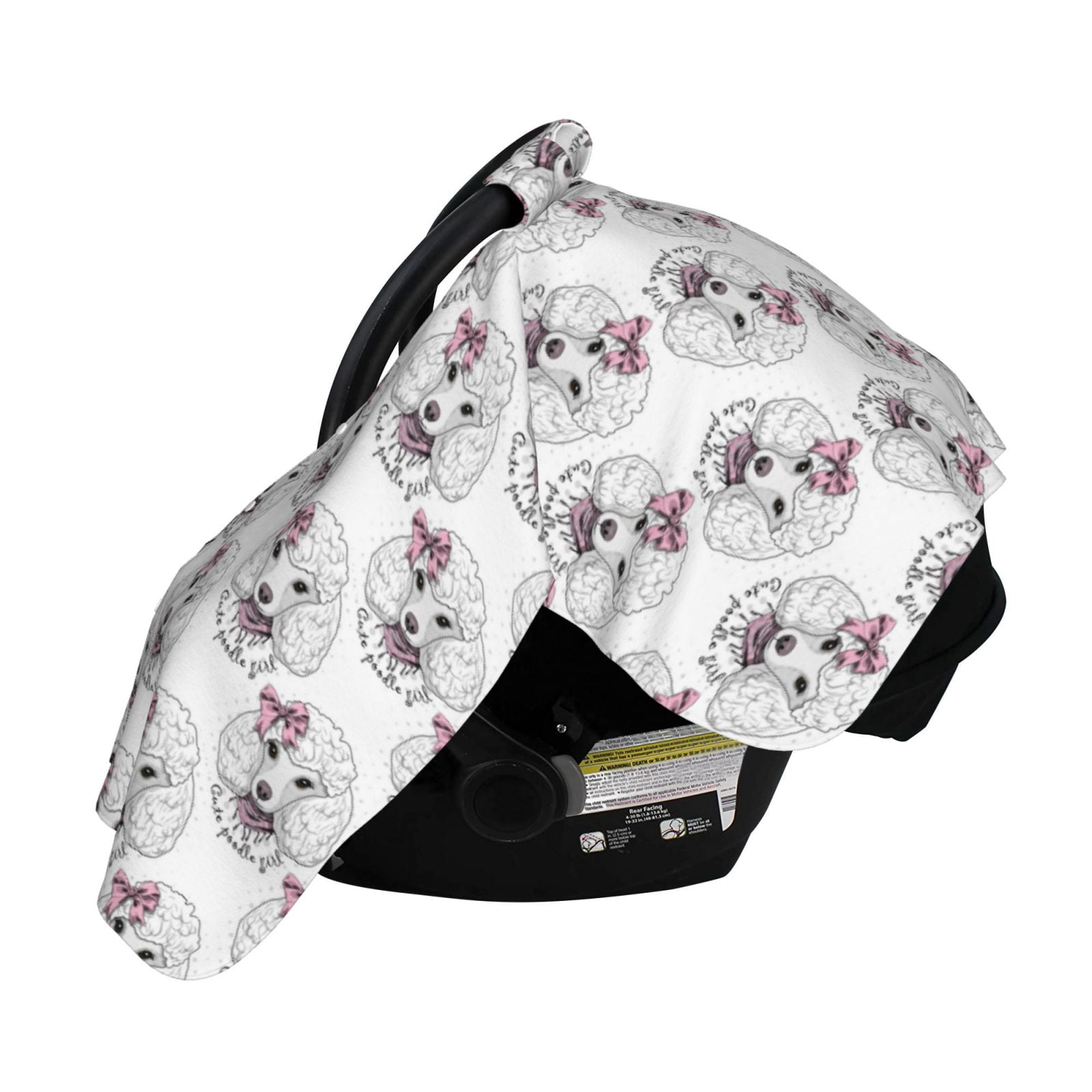 Naloa Poodle Dog Baby Car Seat Cover, Breathable Baby Carrier Cover, Multiuse Baby Carrier Cover & Nursing Breastfeeding Cover