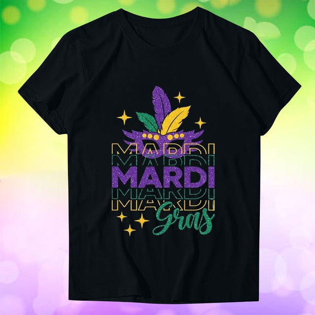 TIMIFIS T-Shirts à Manches Courtes pour Femmes Tendance Carnavals Imprimé Graphique T-Shirt Décontracté Col Rond Hauts d'Été Vêtements