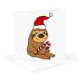 thumbnail image 5 of 3drose, Cute Funny Sloth in Santa Hat Christmas Cartoon, 12 Greeting Cards with Envelopes, 5 of 7