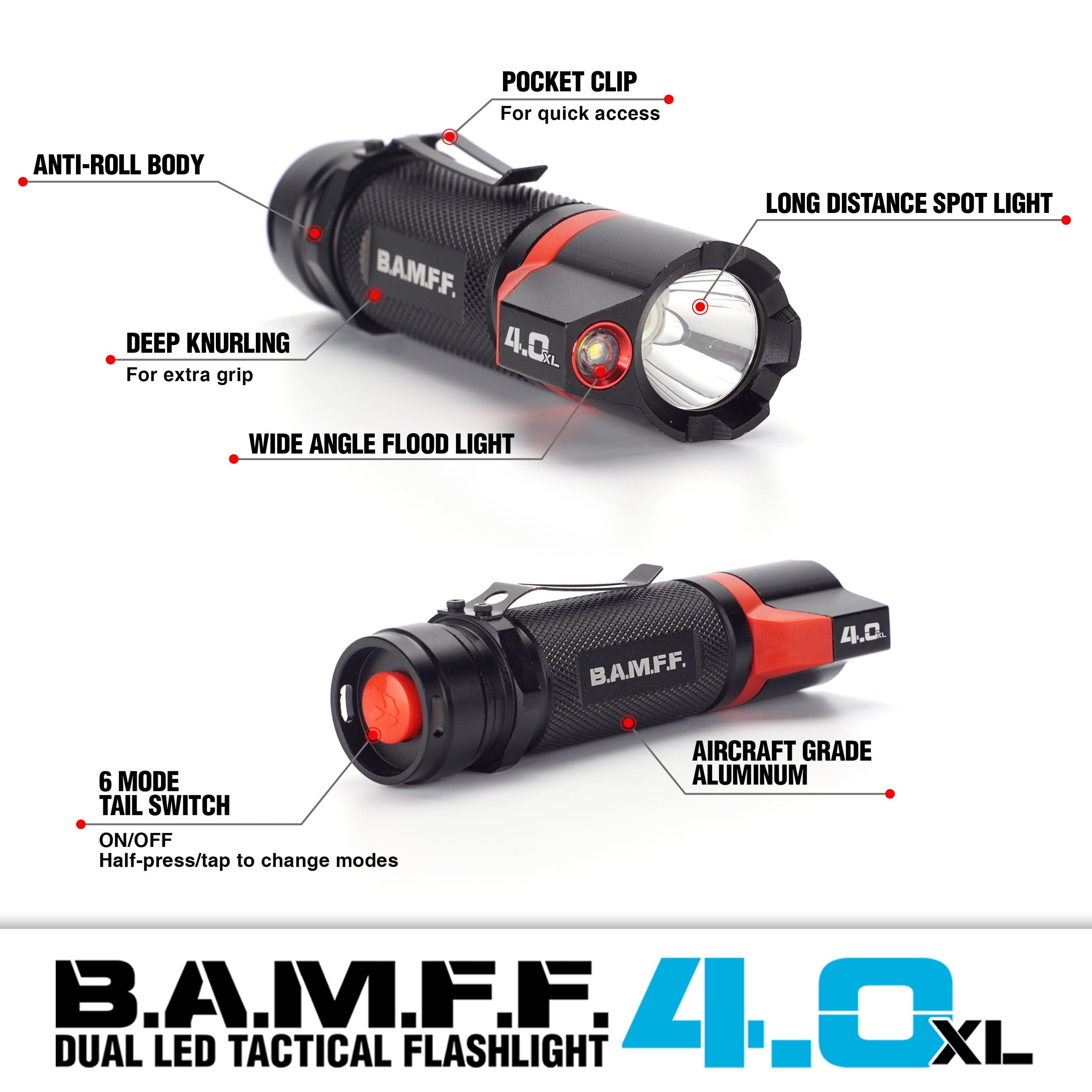 Lampe Torche Rechargeable Striker BAMFF 4.0 – 400 Lumens, LED, Métal