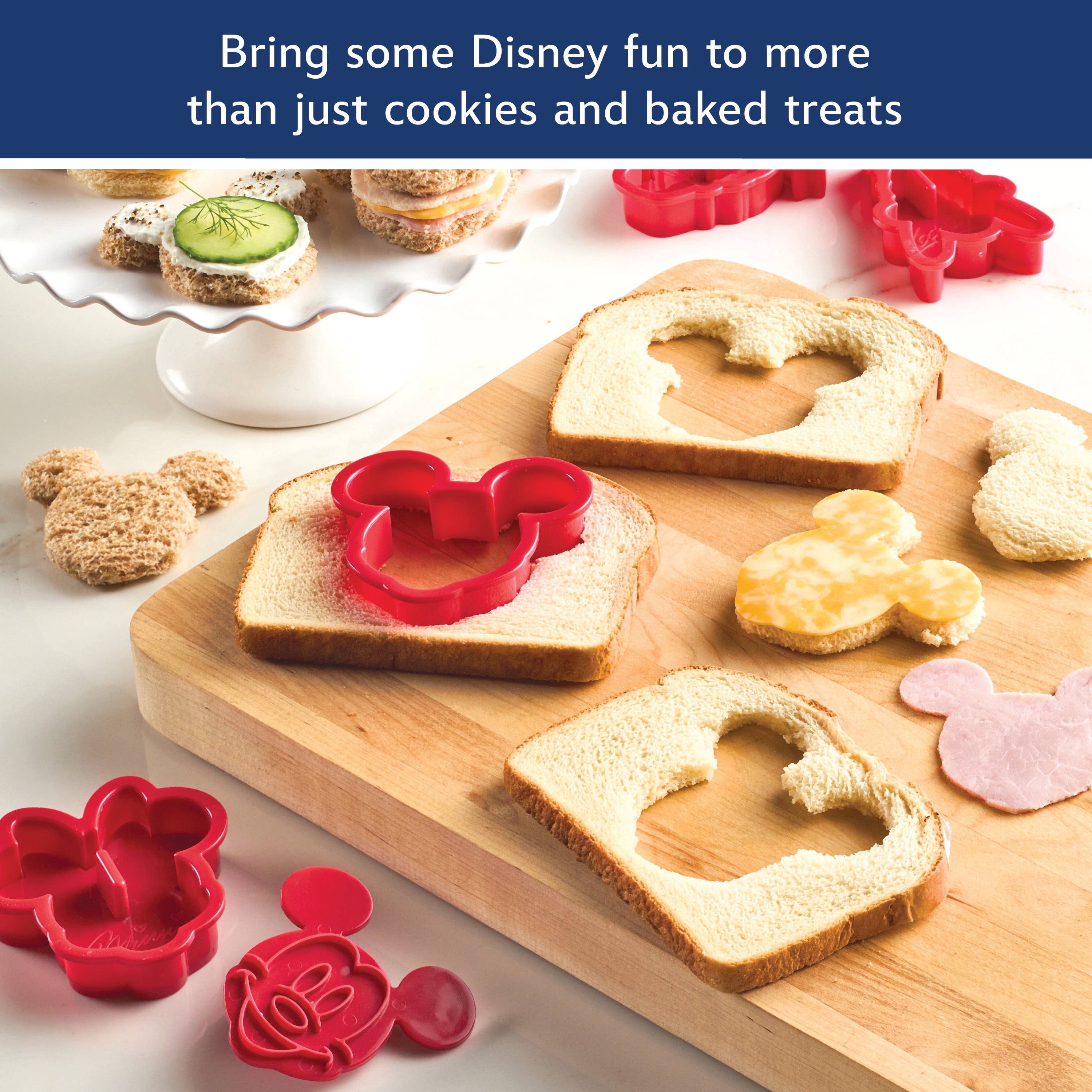 Disney Home Bake with Mickey Mouse 8 Pcs Cookie Cutter and Stamp Set, Dishwasher Safe, Red