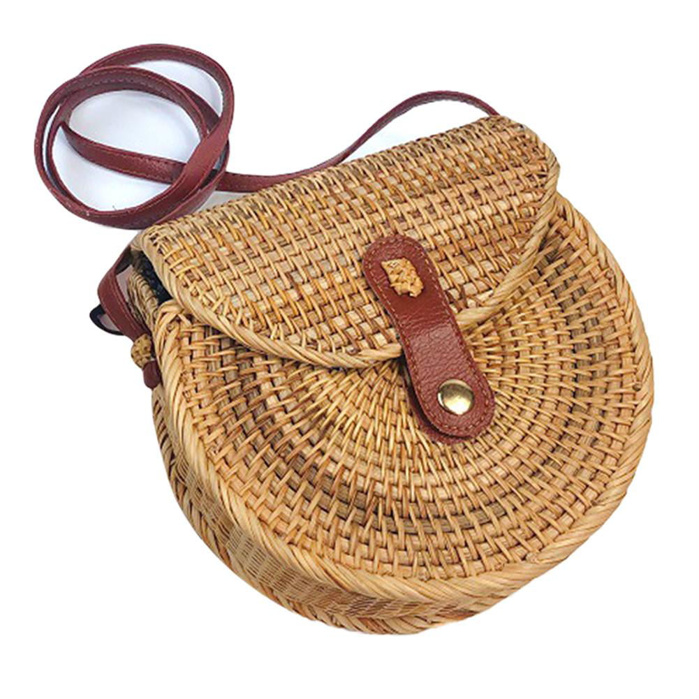 Details about   Womens Drawstring Bag Straw Bucket Shoulder Crossbody Summer Woven Beach Rattan