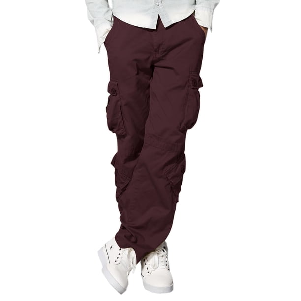 Pantalones Cargo Wild para Hombre en Algodón Duradero Color Rojo Vino