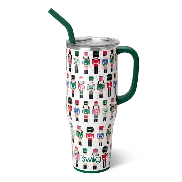 Swig Life Mega taza de 40 oz, vaso de 40 oz con asa y pajita, vasos aislados extra grandes, taza de viaje amigable con portavasos (cascanueces clásico)