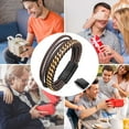 thumbnail image 7 of Cyberpunk Style Men's Bracelet - Multi-Strand Brown and Gold Leather & Woven Steel Chain Design for the Avant-Garde Man Gifts for Men-22.5cm, 7 of 7