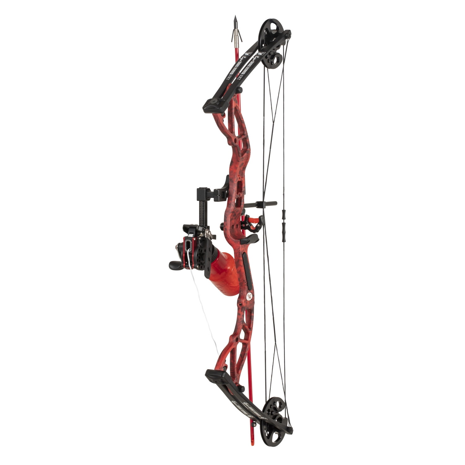 Cajun Bowfishing Shore Runner Ext Compound Bowfishing Bow Ready to Fish Kit with Brush Fire Arrow Rest, Bowfishing Bottle Reel, Blister Buster Finger ...