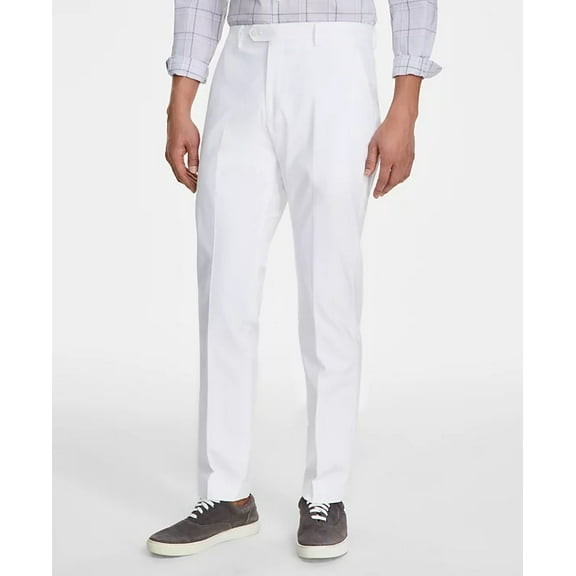 Tommy Hilfiger Mens Modern fit Dress Pants 38 / 34 White Solid Stretch