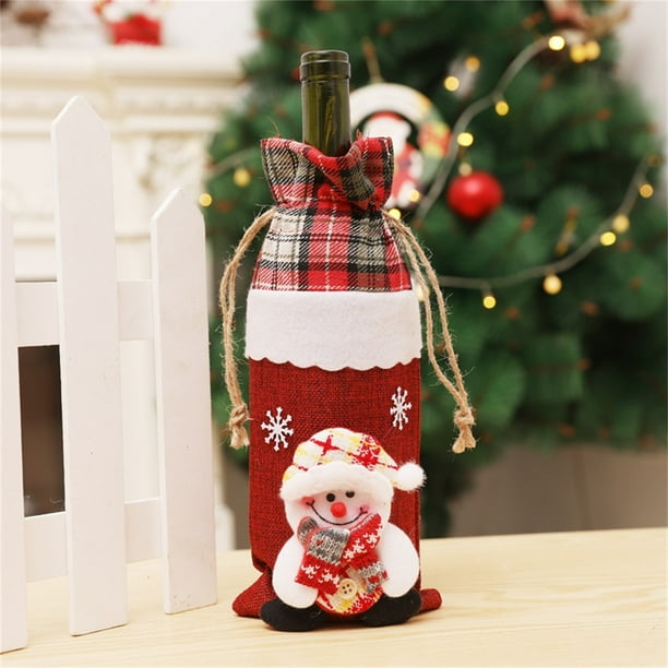 Xihbxyly Ofertas de Iluminación Bolsas de Botellas Cubriformes En Tinto Decoraciones Navideñas En Muñeco de Nieve y Papá Noel