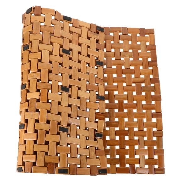 OUNONA Foldable Bamboo Bath Mat Non Slip Wooden Mat Portable Shower Floor Mat Bathroom Toilet Floor Mat For Sauna And Spa Use