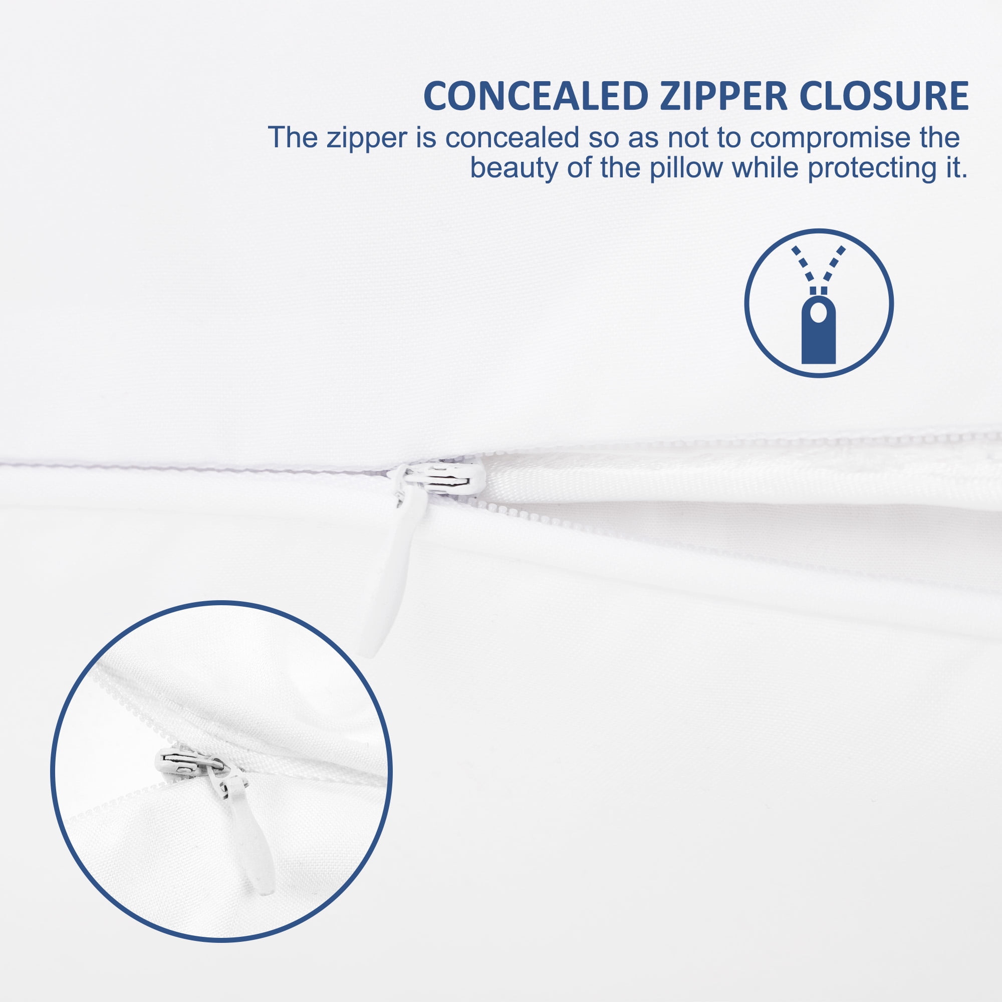 Unique Bargains Brushed Zipper Closure Body Microfiber Pillowcases White 20"x54"