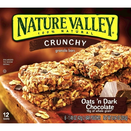 Nature Valley Crunchy Oats'n Dark Chocolate Granola Bars, 8.94 oz. Boxes (Pack of 4)