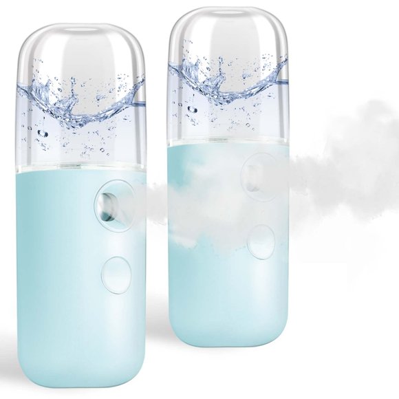 GIVERARE Paquete de 2 Nano Vapor Facial Handy Mini Mister USB Recargable Pulverizador de Niebla 30ml Tanque de Agua Visual Hidratante e Hidratante para el Cuidado de la Piel de la Cara Extensiones de