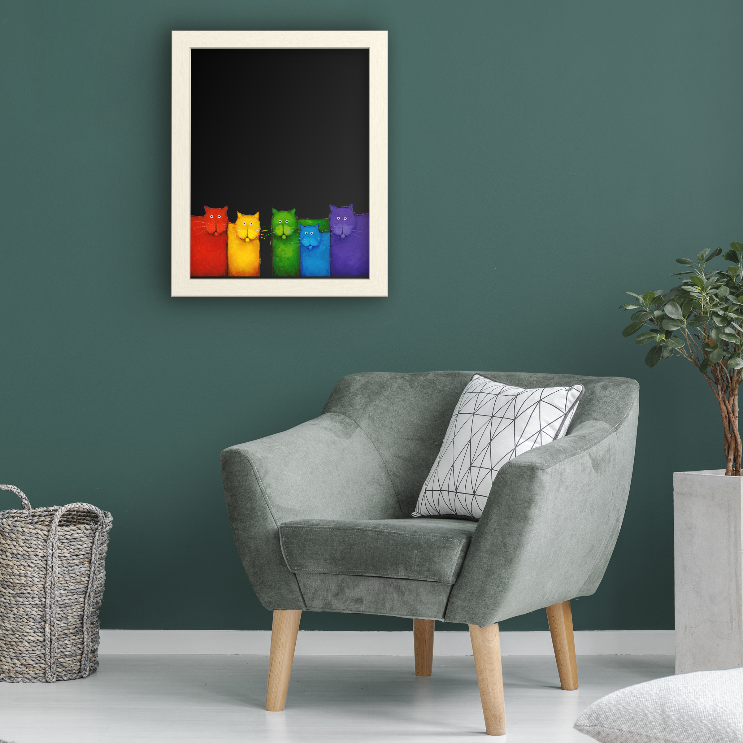 Functional Chalkboard with Printed Artwork - Daniel Patrick Kessler 'Rainbow Cats' Chalk B