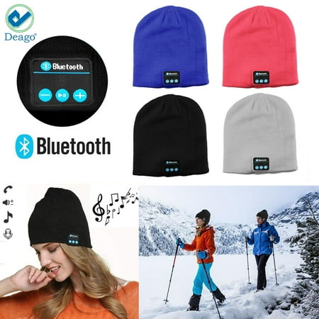 Deago Bluetooth Headphones Beanie Knit Hat Cap Wireless Running Music Hat with 2 Speakers & Mic Headset for Unisex Men Women / Deep Gray
