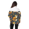 thumbnail image 3 of Women Winter Scarves Fashion Pashmina Shawl Wraps Long Blanket Scarf for Fall Spring Adorable Foxes with Flowers Leaves, 3 of 10